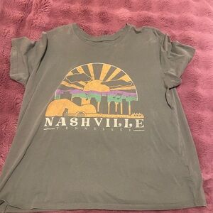 Time and Tru Nashville Graphic T-Shirt - Olive